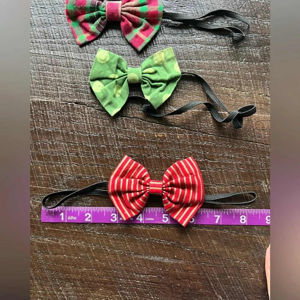 Christmas hair bows with elastic band set of three